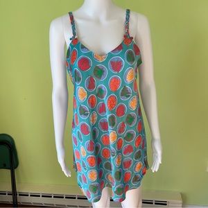 VINTAGE 90s FANTASIES MULTICOLORED SEASHELL SLIP GOWN NIGHTIE SIZE SMALL